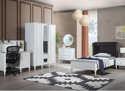 Youth children's room set bedroom modern wardrobe bed nightstand 6-piece set